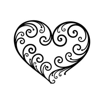 intrincado negro corazón forma con florido chinos en blanco antecedentes vector