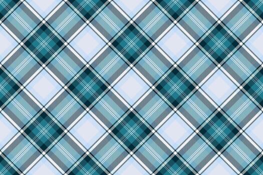 Advertisement fabric seamless background, primary plaid texture pattern. Colourful tartan check textile in white and cyan colors. vector