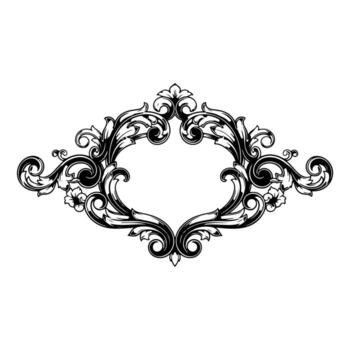 un monocromo oval marco con florido floral y volutas diseño vector