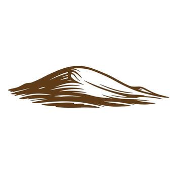 Simple artistic sketch of a desert dune in brown color on white background vector