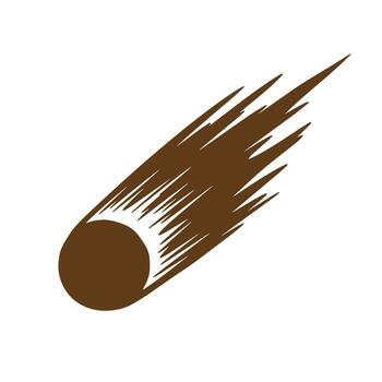Brown sketch of a meteor or comet with brushstrokes on a white background vector
