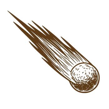 Illustration of a hand drawn sketch style vintage comet with a brown color on white background vector