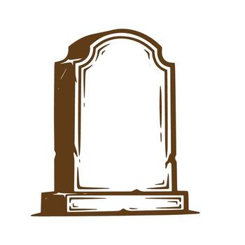 Simple brown sketch style tombstone with empty space for memorial text vector