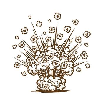 Retro illustration of exploding popcorn representing surprise and celebration vector