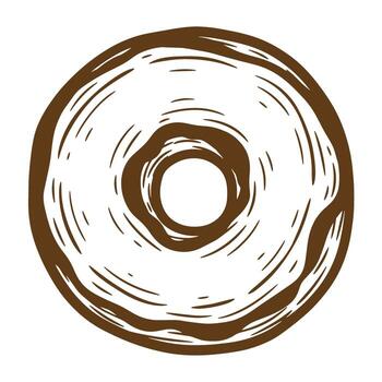 Hand drawn sketch illustration of a simple donut isolated on a white background vector