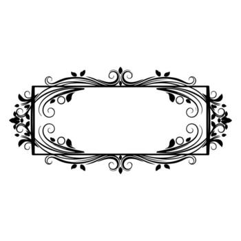 Black decorative rectangular frame with ornate floral elements on a white background vector