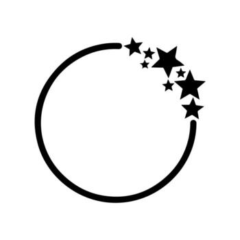 Black circular frame with star cluster on white background vector
