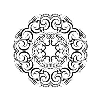 simétrico negro y blanco circular diseño con intrincado arremolinándose patrones vector