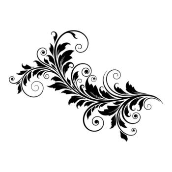 negro y blanco floral diseño con hojas, chinos, y fluido líneas en un blanco antecedentes vector