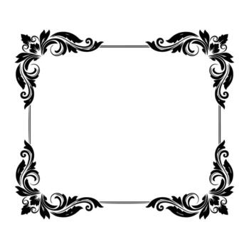 Ornate rectangular frame with floral elements at the corners vector