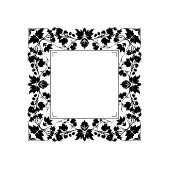 A square, floral frame with leaves and vines, surrounding an empty white space vector