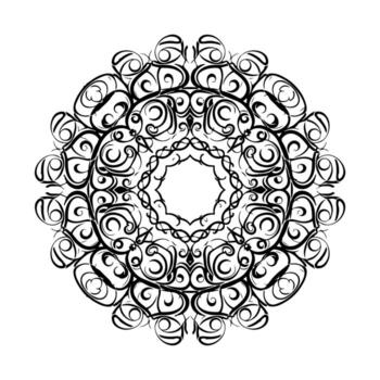 circular negro y blanco diseño con repitiendo patrones y un central apertura vector