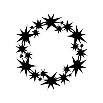 A ring of sharp, black stars on a white background, forming a stylized, spiky circle vector
