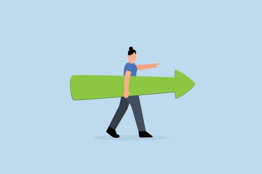 Move forward for success future, entrepreneur sprinting in the direction of arrow vector