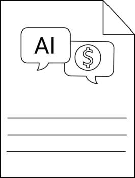 un documento con ai y en habla burbujas encima Tres líneas para escritura vector