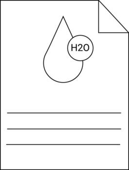 A paper sheet displaying an H2O water molecule symbol lines vector