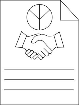 Contract handshake chart folded corner and lines on white vector