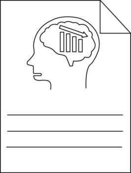 A document shows a head with a brain containing a downward bar graph and arrow vector