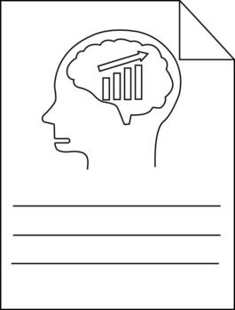 A line drawing shows a head with a brain containing a bar graph with an upward arrow vector