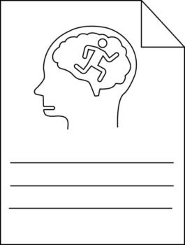 Head with brain runner inside and writing lines outline drawing vector