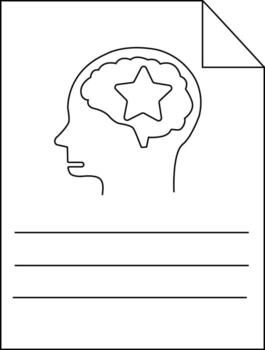 Outline of head brain with star paper corner fold three lines below framed vector