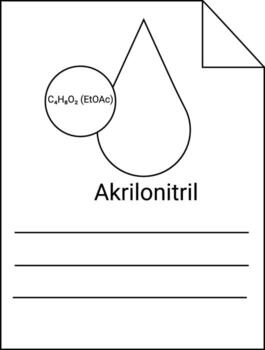 Illustration of a paper with lines shapes and chemical notations Akrilonitril text centered vector