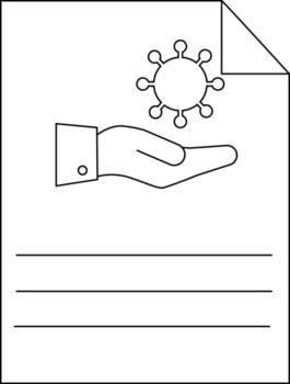 Document with a hand holding a virus illustration and space for text vector