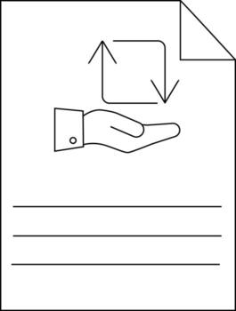 gráfico de un documento representando tomar de las manos un circular arriba abajo flecha siguiente a líneas vector