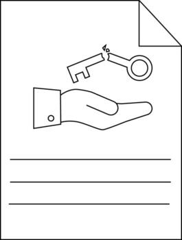 Image displays a broken key in a hand on a document vector