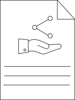 Sheet displays hand holding shared network folded corner three horizontal lines vector