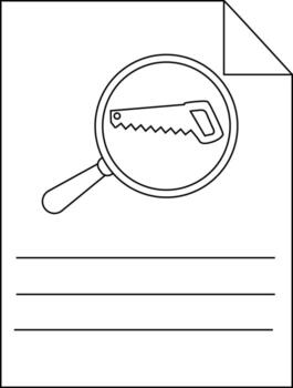 un documento con un aumentador vaso demostración un Sierra y Tres horizontal líneas abajo vector