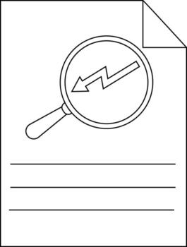 Blackwhite page with lines at bottom magnifying glass over zigzag arrow folded corner vector
