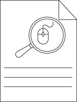 documento con aumentador vaso terminado un ratón texto líneas abajo Superior esquina doblada vector