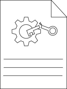 un documento muestra un engranaje con un roto llave y horizontal líneas abajo el imagen vector