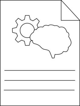 A diagram with a brain gear and blank lines on a page vector