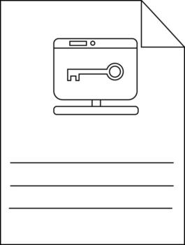 A document depicts a monitor with a key inside suggesting digital security vector