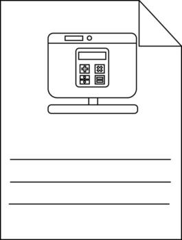 A document displaying a monitor showing a calculator on it with lines below for writing vector