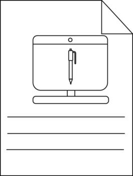 A document displaying a monitor with a pen on the screen vector