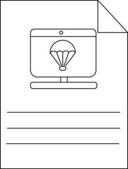 A document featuring a computer monitor display with a parachute graphic vector