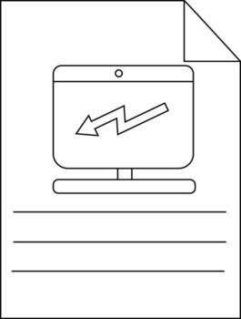 A document with a monitor displaying a graph and lines below vector