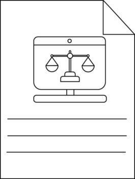 A document with a screen showing scales of justice above blank lines vector