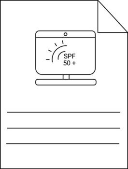 A page depicts a computer screen with SPF 50 on it placed above three horizontal lines A folded corner is at the top vector