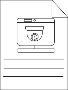 un sábana de papel caracteristicas un computadora monitor mostrando un seguridad cámara en sus pantalla vector