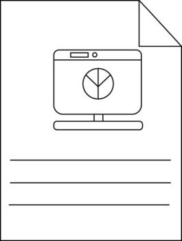 documento con monitor gráfico líneas abajo y doblada esquina sencillo claro diseño vector