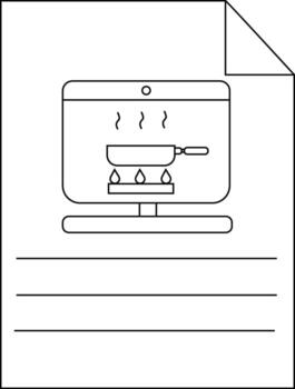 receta en monitor pan terminado fuego mostrado en un tableta con texto líneas abajo vector