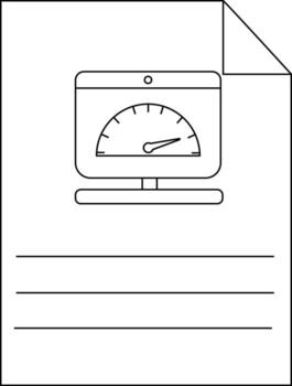 Report page with speed meter icon and space for text vector