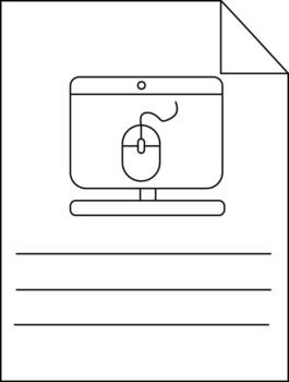 blanco documento con computadora y ratón gráfico líneas a el fondo y un doblada parte superior derecha esquina vector