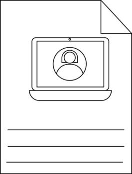 A document shows a laptop on its page with a user icon displayed on screen vector