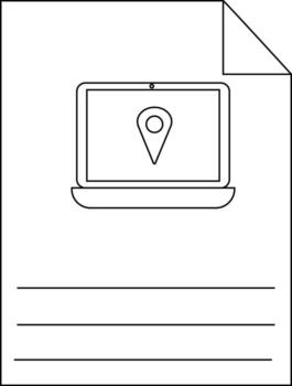 documento con un ordenador portátil un doblada esquina y Tres líneas para texto vector