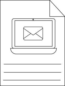 Paper with laptop envelope on screen lines at the bottom and folded corner vector